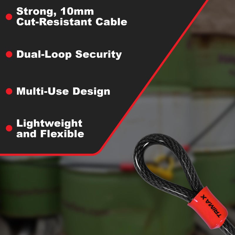 Trimax TDL1510 - Trimaflex Dual Loop Multi-Use Security Cable 15 Feet x 10mm - Commercial Grade Security Cable for Equipment, ATVs, Motorcycles, More - Image 2